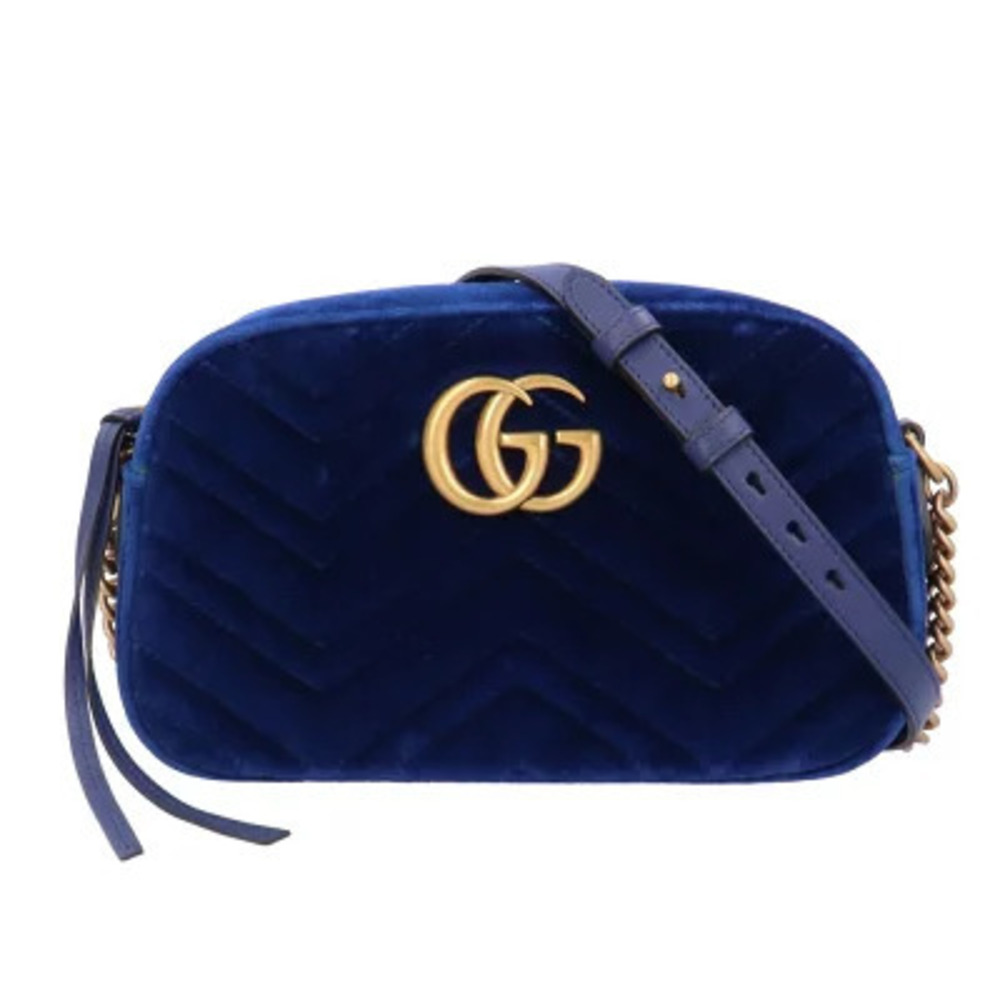 Gucci Marmont Shoulder Bag Velour Blue